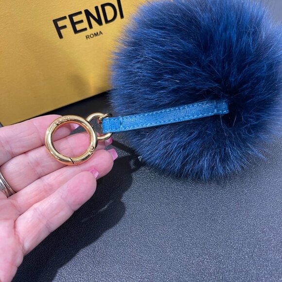 Fendi Blue Pom Pom Bag Charm/Key Chain (JB1257) - Picture 3 of 4